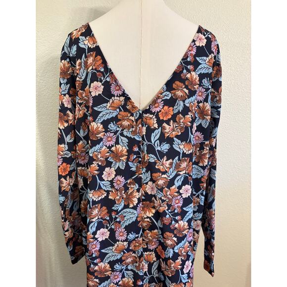 HALOGEN Sheath Dress | Floral Long Sleeve Mini Exposed Back Zipper | XL | NWT - Picture 4 of 10